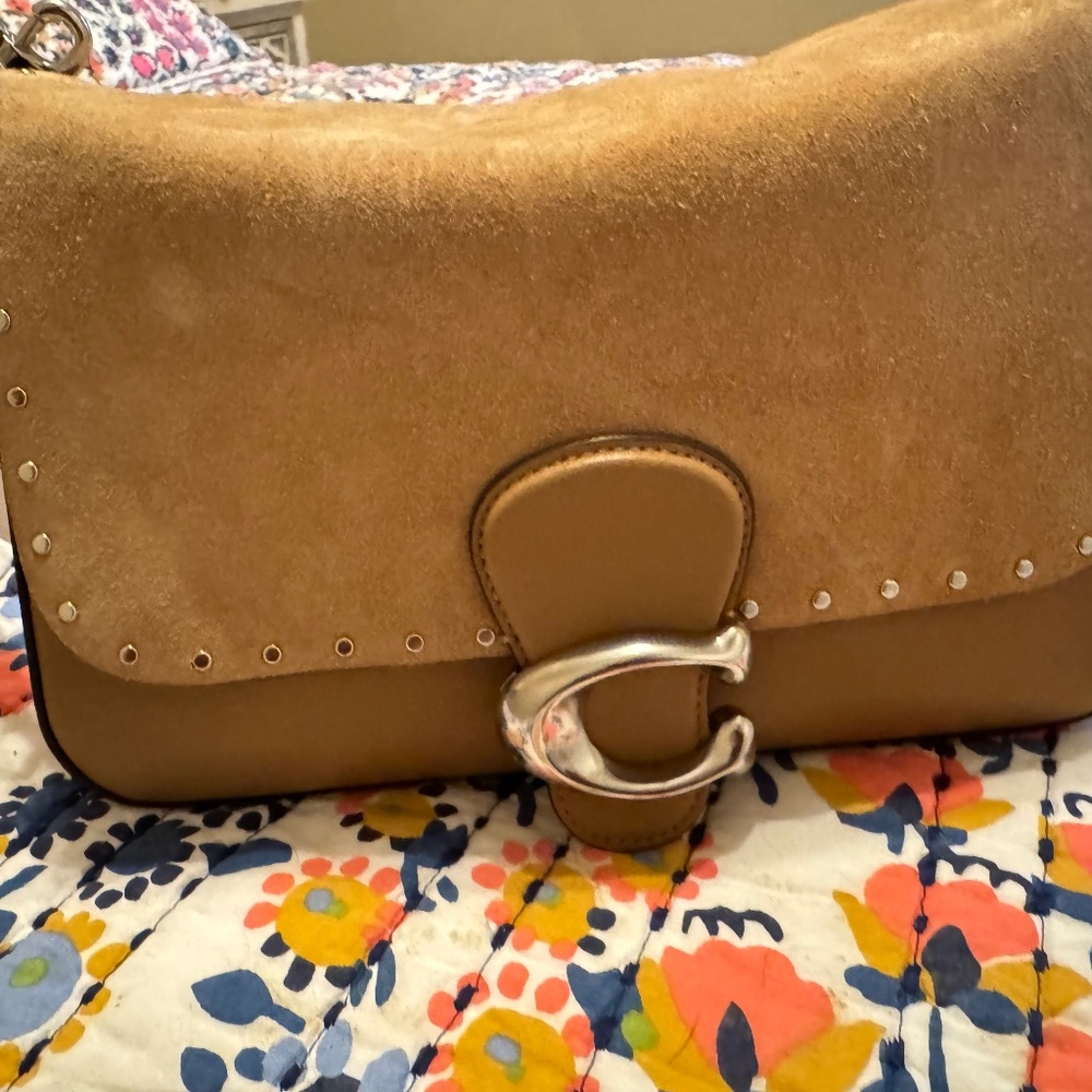 Tabby Soft Suede Rivet Shoulder Bag Coach NWT Light Brown Camel Tan